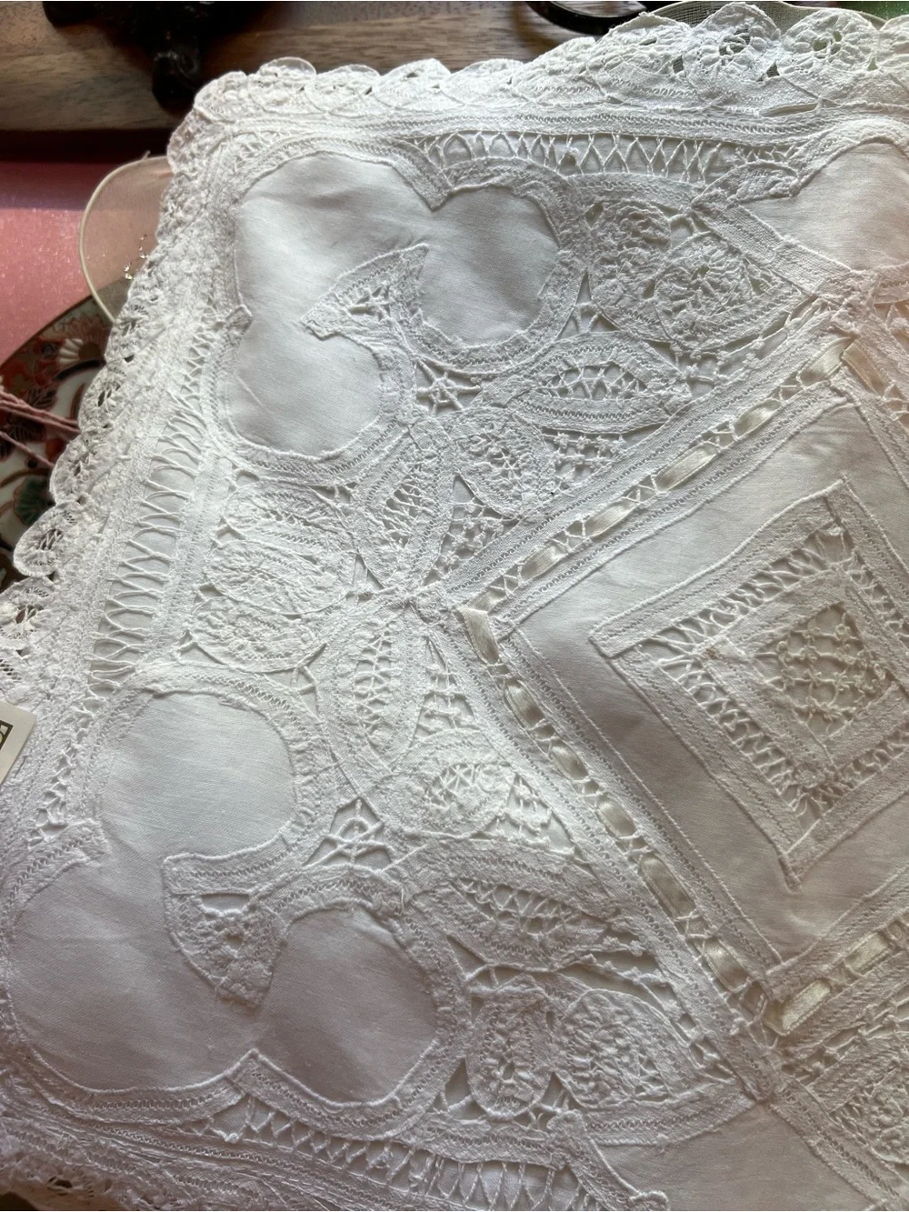 Handmade White Embroidered Lace Lingerie bag new w/tag!